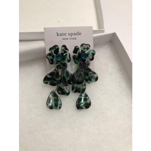 Kate Spade Statement Flower/earring Green Multi Petal Pushers Goldplated/cz