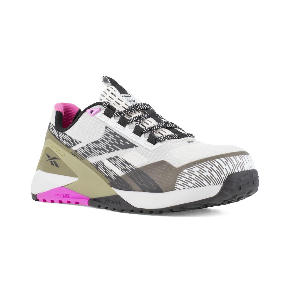 Reebok Work Women`s Nano X1 Adventure Composite Toe Athletic Work Shoe Silver/ar - SILVER ARMY GREEN PINK