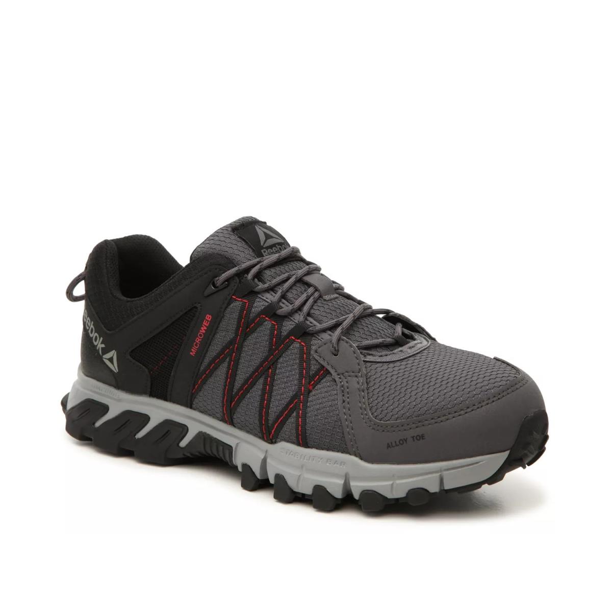 Man`s Athletic Sneakers Reebok Work Trailgrip Work Shoe - Grey/Black/Red