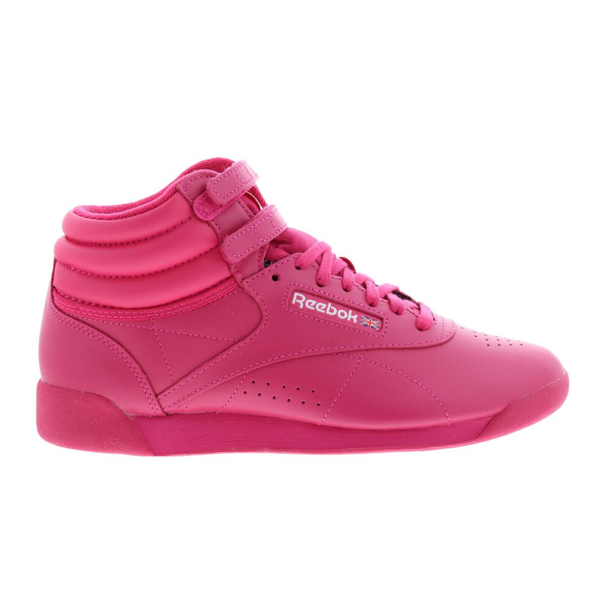 Reebok Freestyle Hi Womens Pink Leather Lace Up Lifestyle Sneakers Shoes 7 - Pink