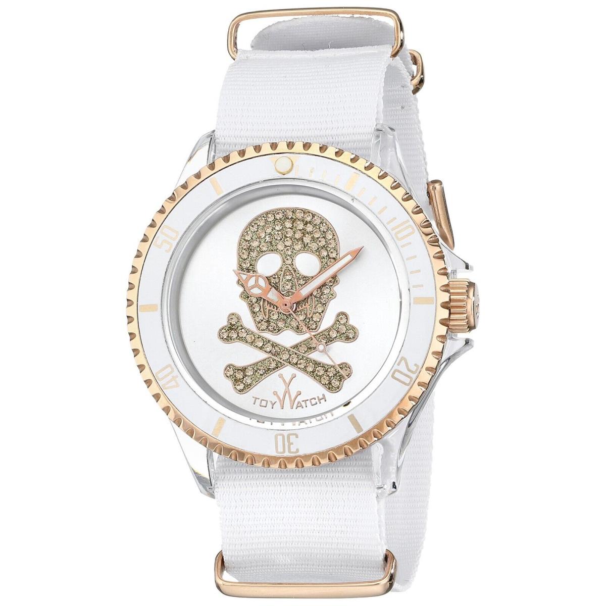 Toywatch Toy Watch Skull Dial White Canvas Strap Unisex Watch S04WHPG