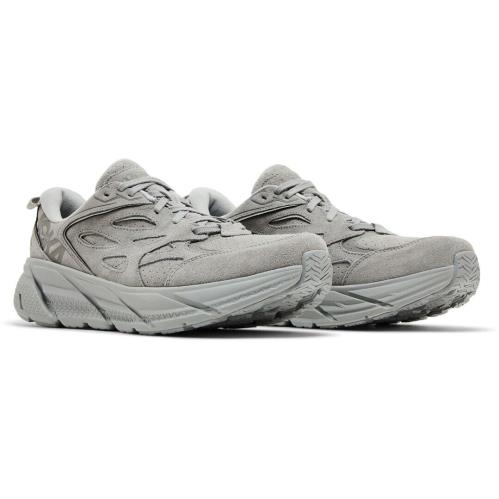 Hoka One One Clifton L Suede 1122571-LLTN Men`s US 10 Gray Running Shoes TF1866