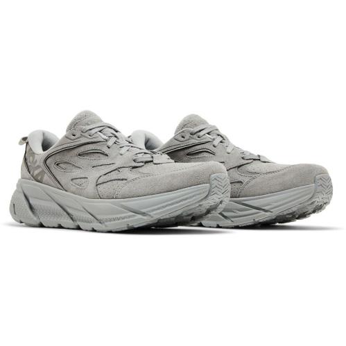 Hoka One One Clifton L Suede 1122571-LLTN Men`s US 6.5 Gray Running Shoes TF2161