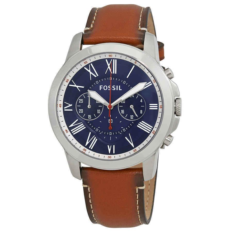 Fossil Grant Chronograph Navy Blue Dial Men`s Watch FS5210