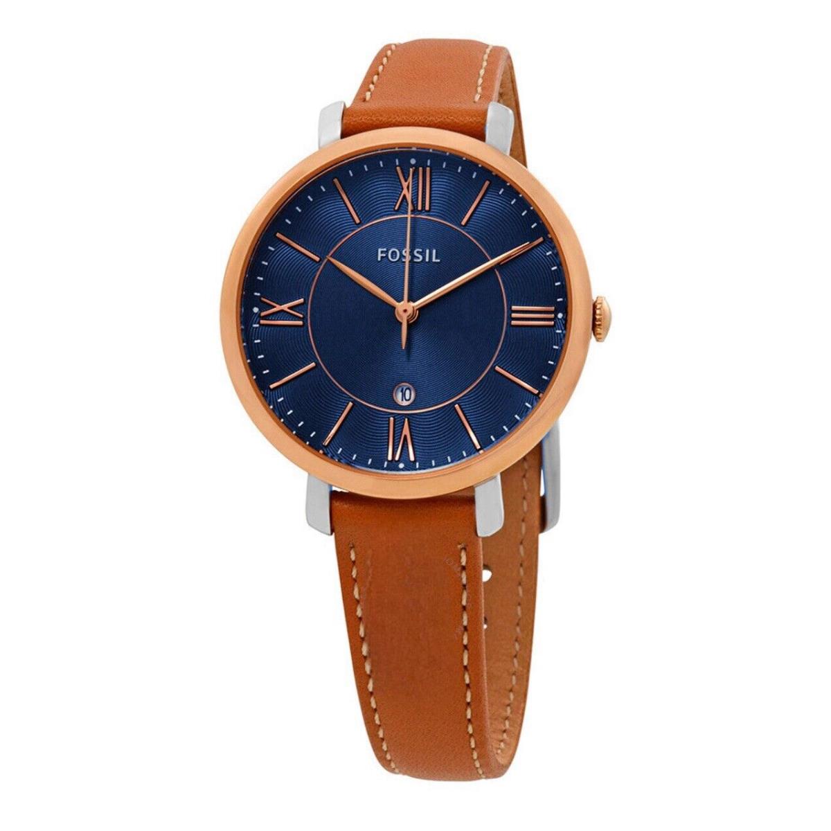 Fossil Jacqueline Blue Dial Ladies Leather Watch ES4274