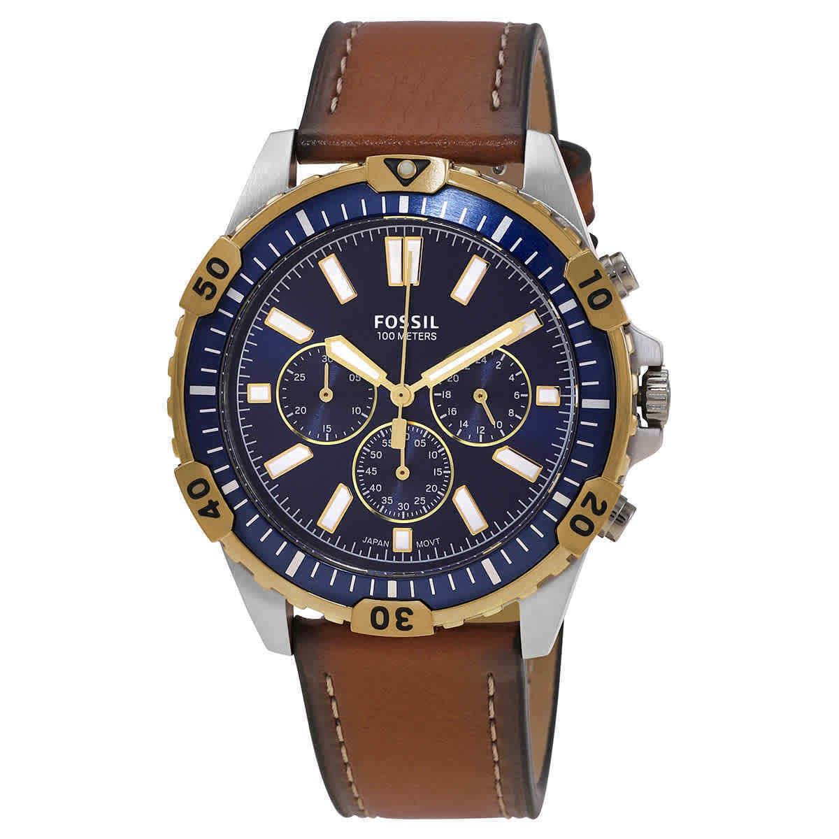 Fossil Garrett Chronograph Quartz Blue Dial Men`s Watch FS5625