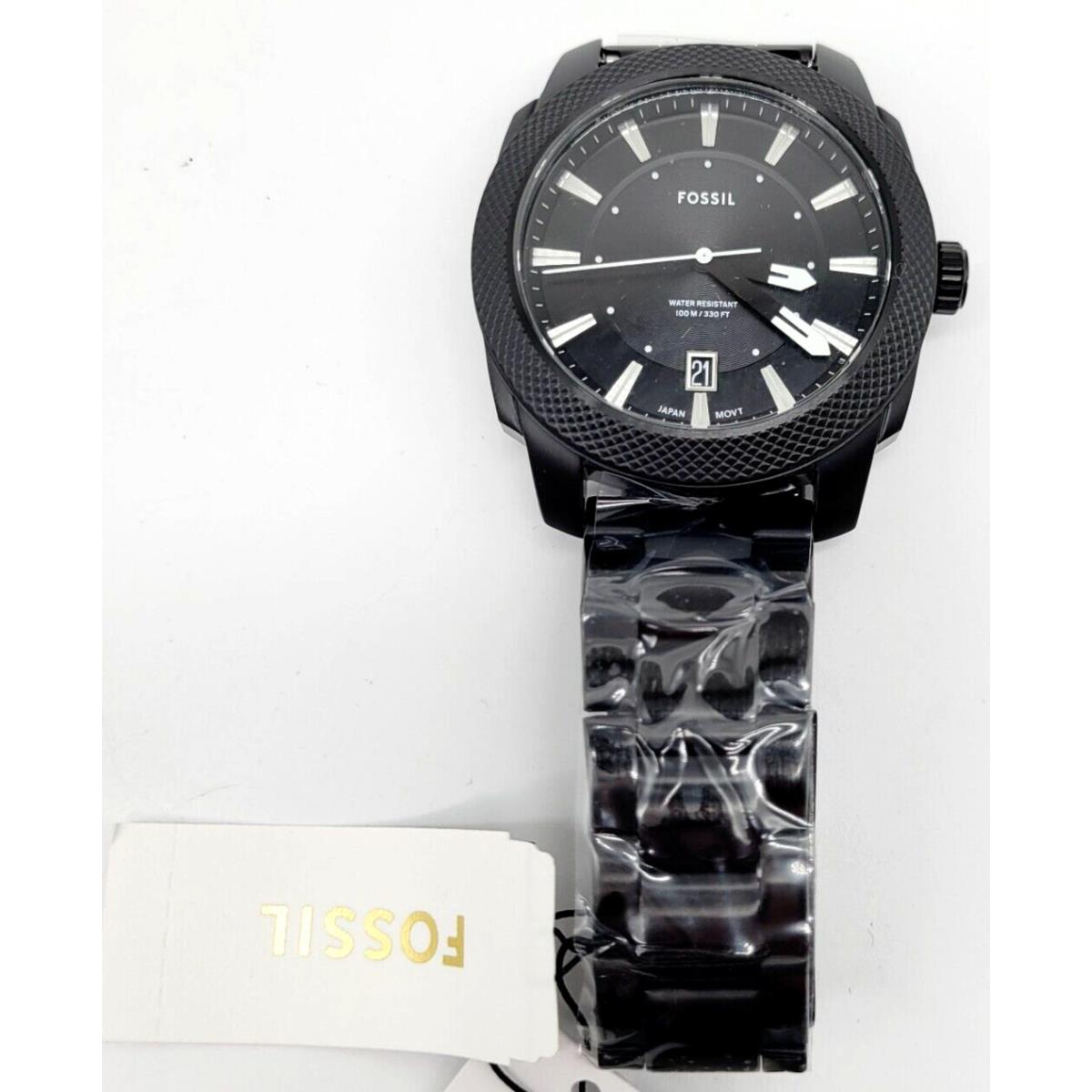 Fossil Men`s Machine Quartz Black Stainless Steel Bracelet Watch 49mm