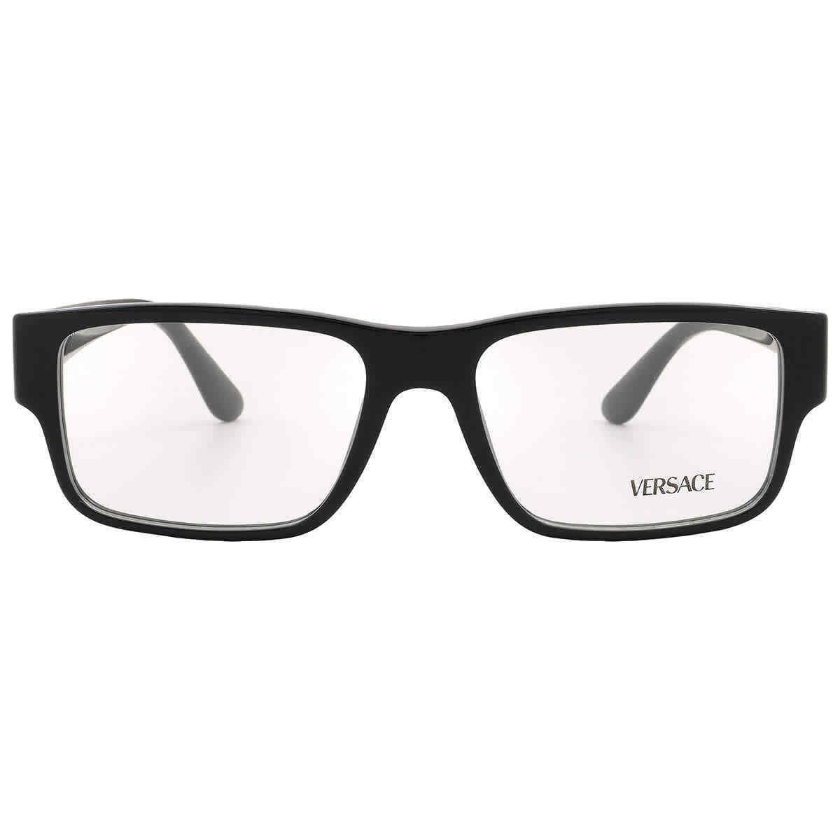 Versace Demo Rectangular Men`s Eyeglasses VE3342 GB1 55 VE3342 GB1 55