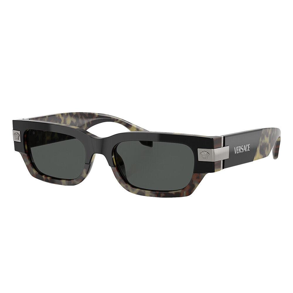 VE 4465 545687 Havana Plastic Rectangle Sunglasses Grey Lens by Versace