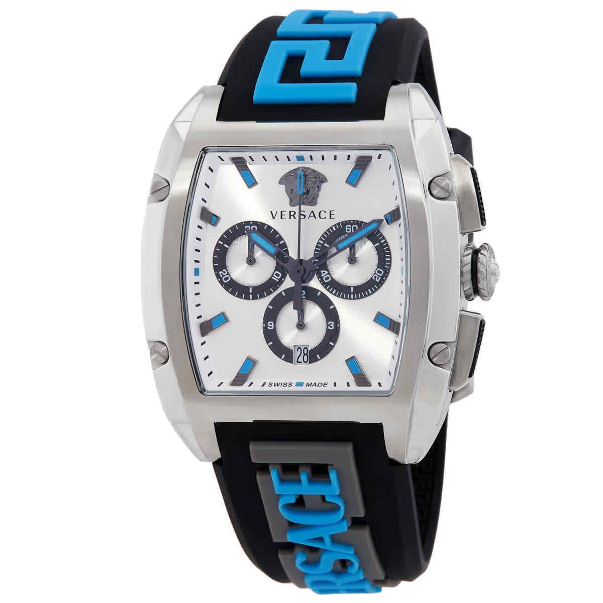 Versace Dominus Chronograph Quartz Silver Dial Men`s Watch VE6H00123