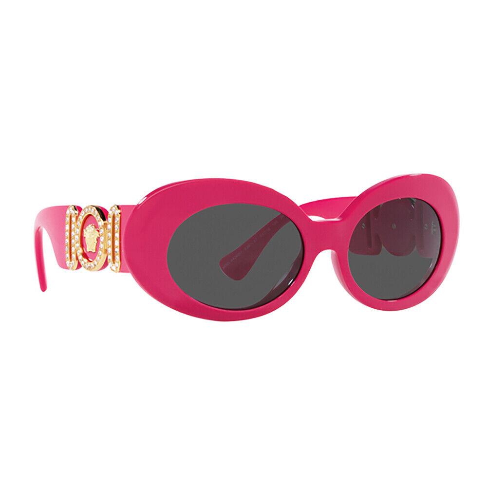 VE 4426BU 536787 Fuchsia Plastic Oval Sunglasses Grey Lens by Versace