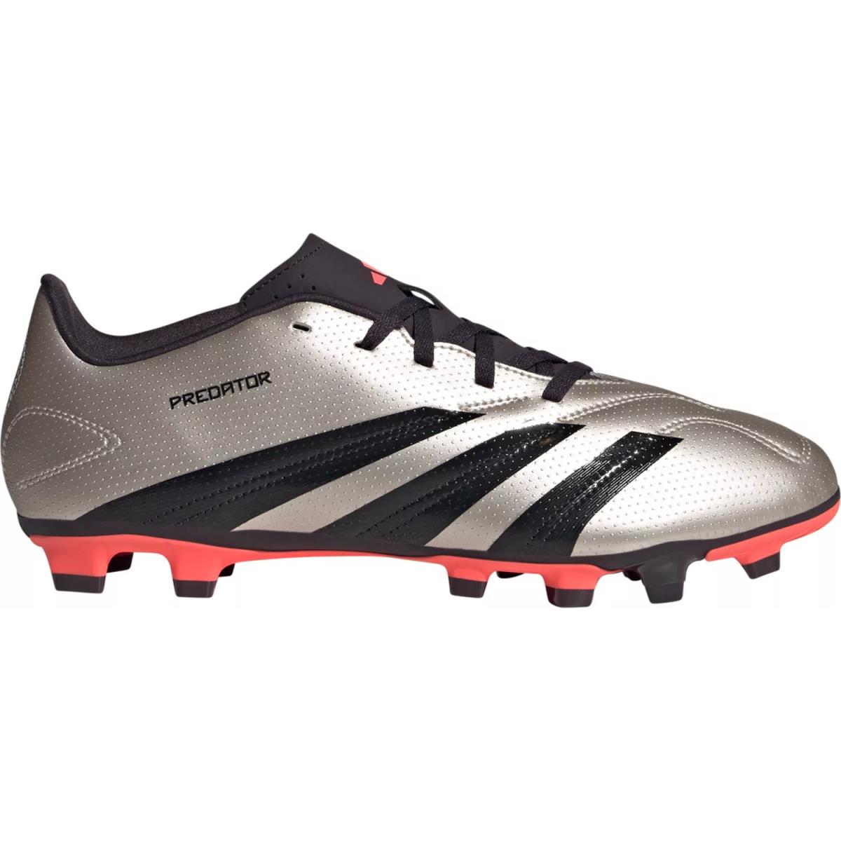 Mens Adidas Predator Club Fxg Silver Black Knit Soccer Cleats