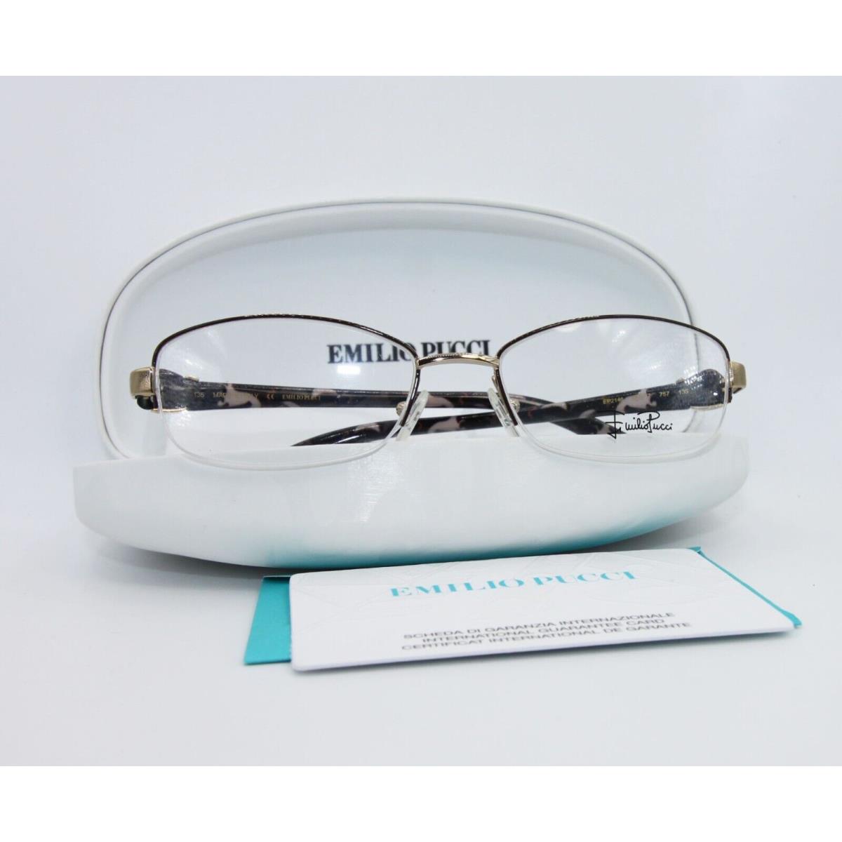 NEWT100%AUTH Emilio Pucci EP2146 757 Gold Half Rim Eyeglasses 52 17 135