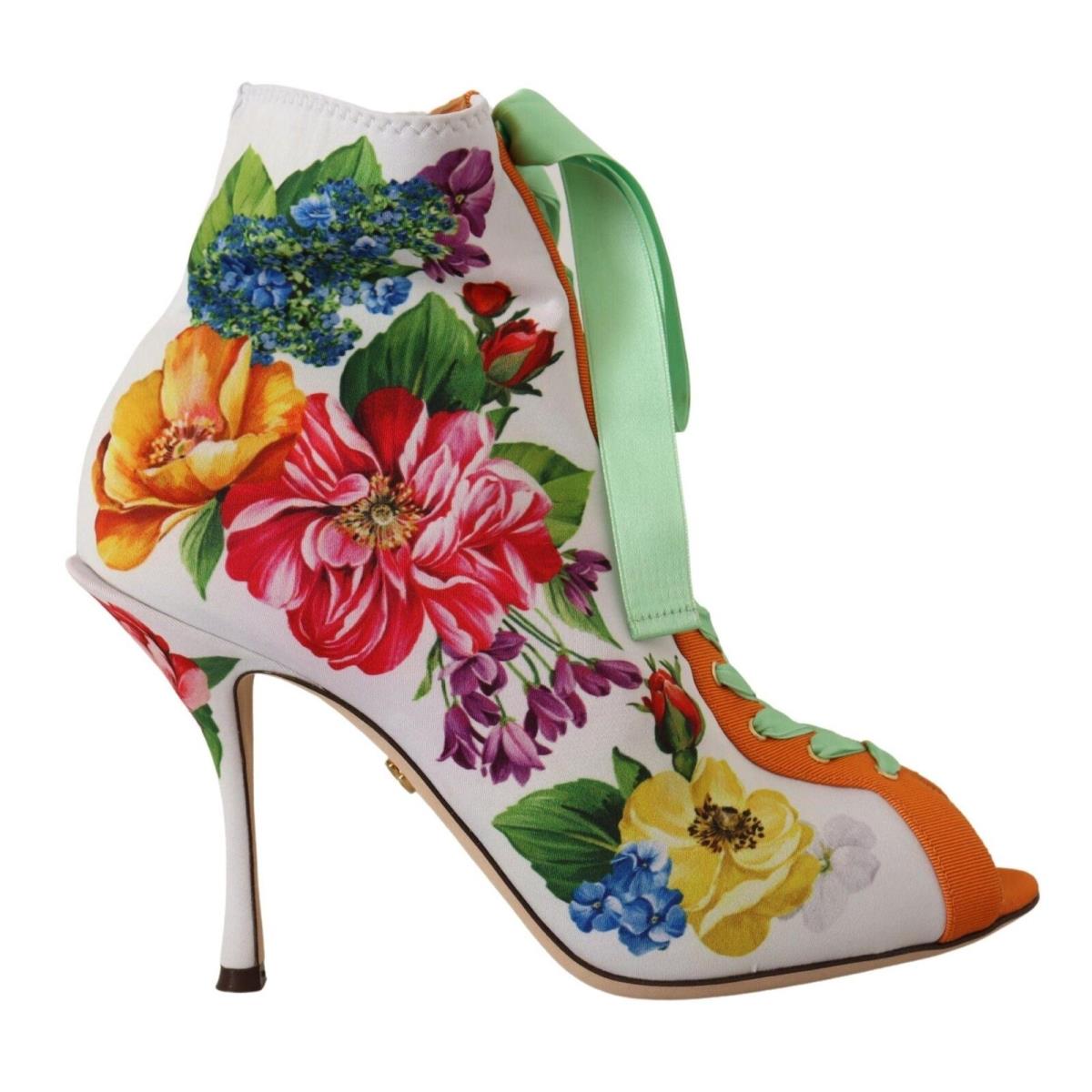Dolce Gabbana White Jersey Stretch Boots Open Toes Heels Shoes