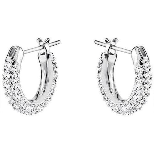 Swarovski Stone Pierced Hoop Earrings White Rhodium plated-5446004
