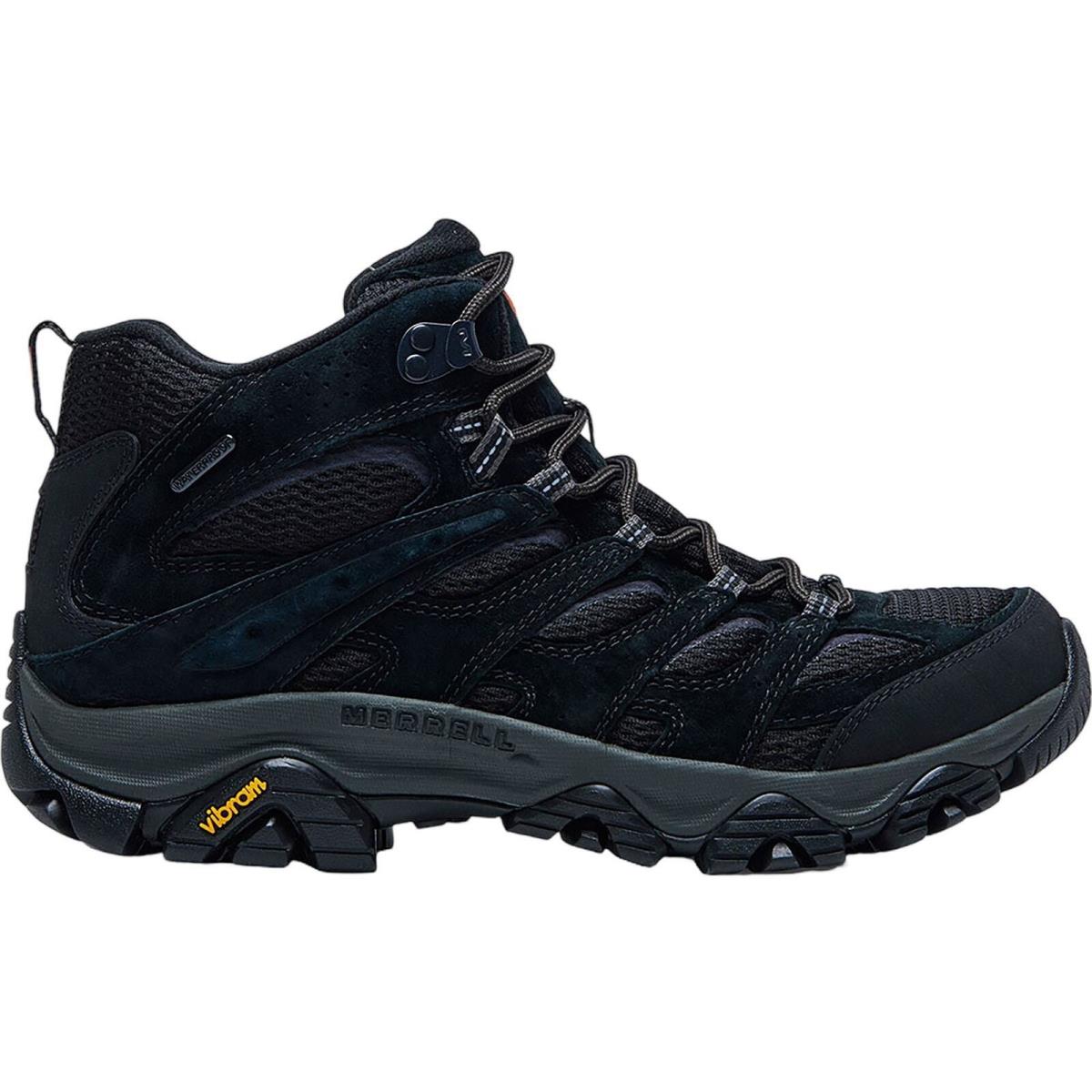 Merrell Men`s Moab 3 Mid Waterproof Shoes Black- Size 11.5