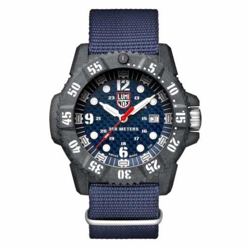 Luminox Carbon Seal 3800 Men`s Watch Navy Blue Dial Quartz Date Strap 3803