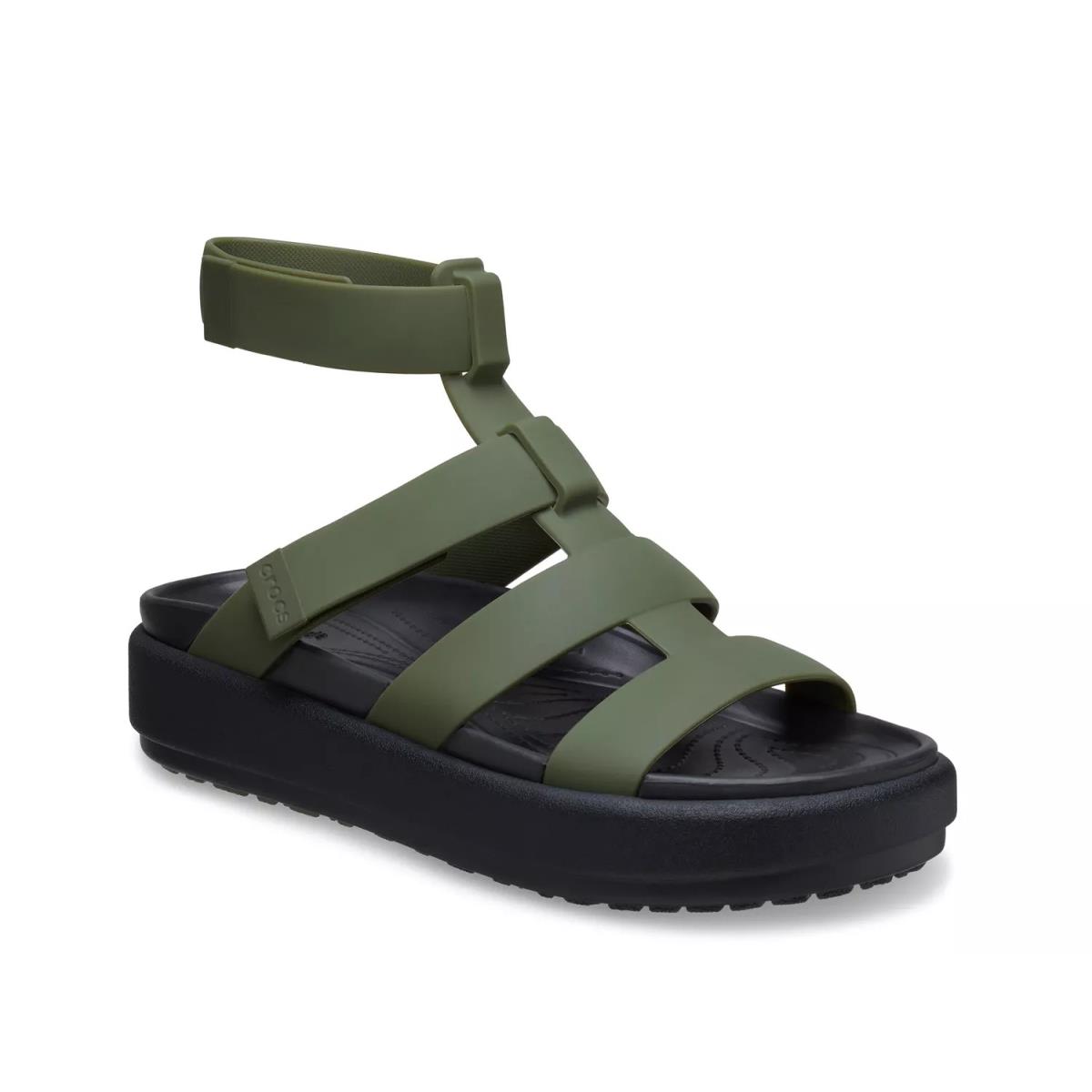 Woman`s Sandals Crocs Brooklyn Luxe Gladiator Sandal Army Green/Black