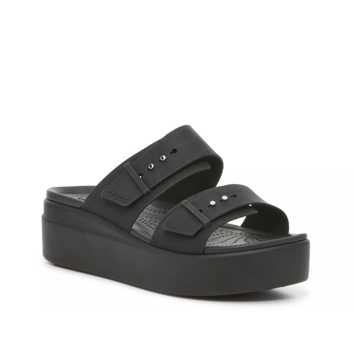 Woman`s Sandals Crocs Brooklyn Low Wedge Sandal Black