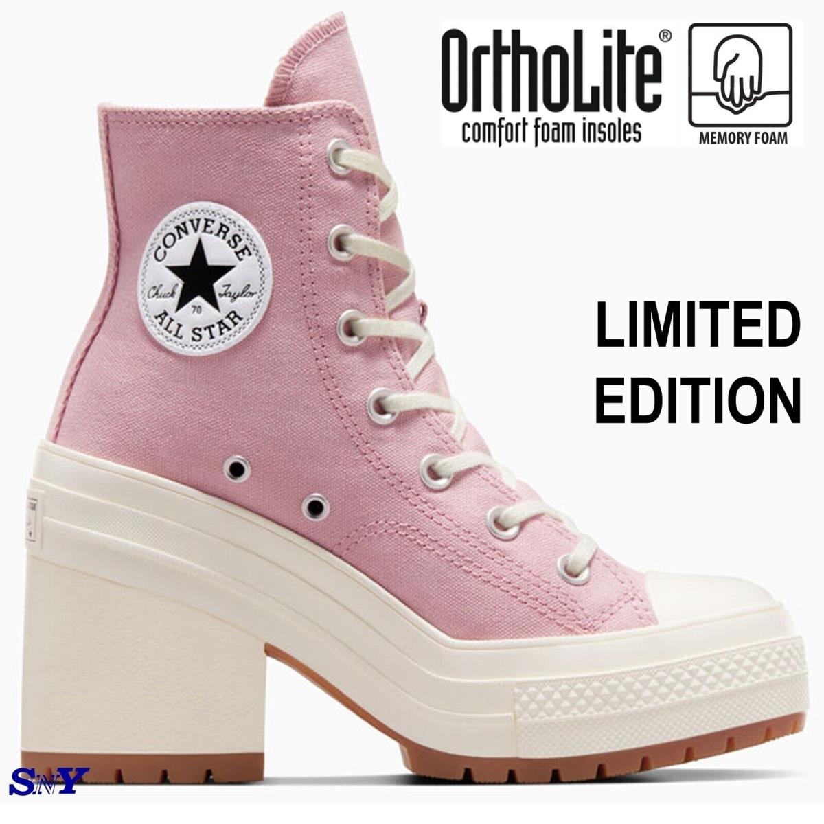 Converse Women`s Chuck 70 De Luxe Heel Limited Edition Premium Shoes Pink