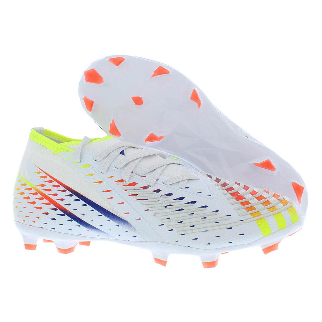 Adidas Predator Edge.2 FG Unisex Shoes Size 13.5 Color: Footwear White/solar - Footwear White/Solar Yellow/Power Blue, Main: White