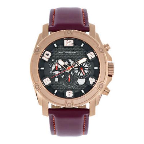 Morphic M73 Chronograph Charcoal Dial Maroon Leather Men`s Watch MPH7305
