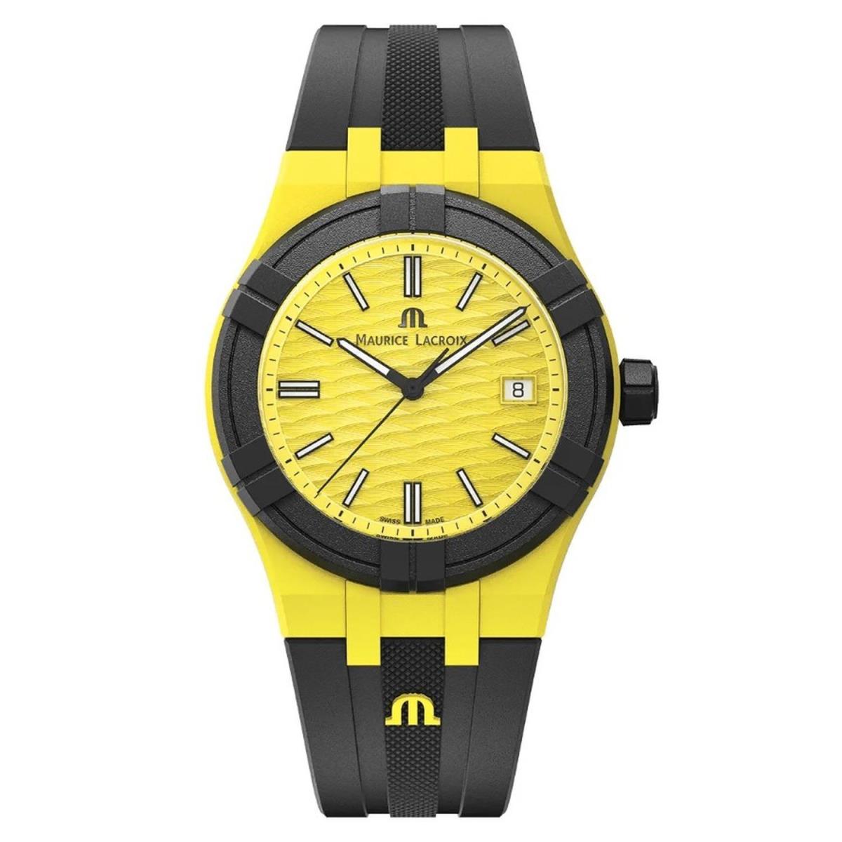 Maurice Lacroix AI2008-60060-300-0 Men`s Aikon Tide Yellow Dial Quartz - Dial: Yellow, Band: Black
