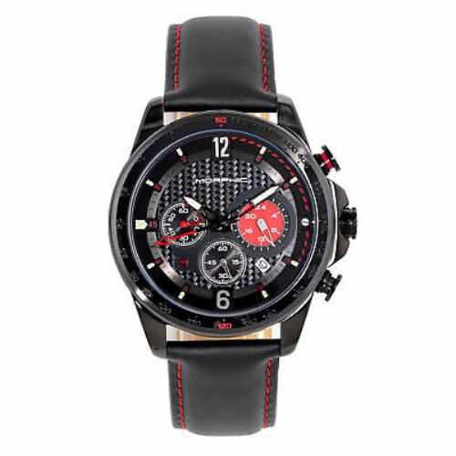 Morphic M88 Series Chronograph Leather-band Watch W/date - Black
