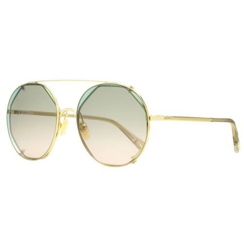 Chloe Clip-on Sunglasses CH0041S 001 Gold/clear 57mm 41 by Chloé
