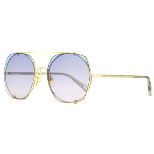 Chloe Clip-on Sunglasses CH0042S 002 Gold/clear 56mm 42 by Chloé