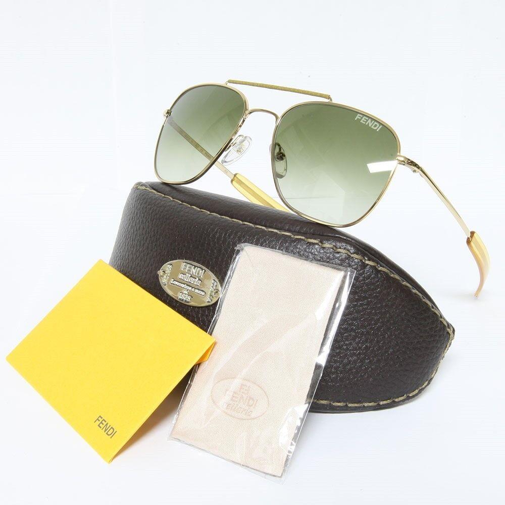 Fendi Sunglasses FS5217L Color 717 Shiny Gold Shades with Case