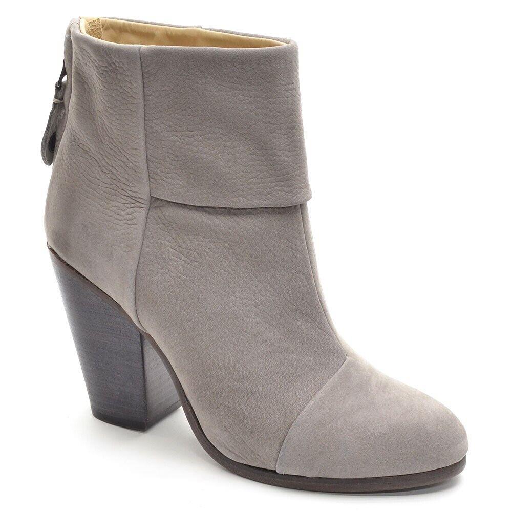 Ladies Rag Bone Newbury Boots 38 / 8 Gray Nubuck Heel Booties