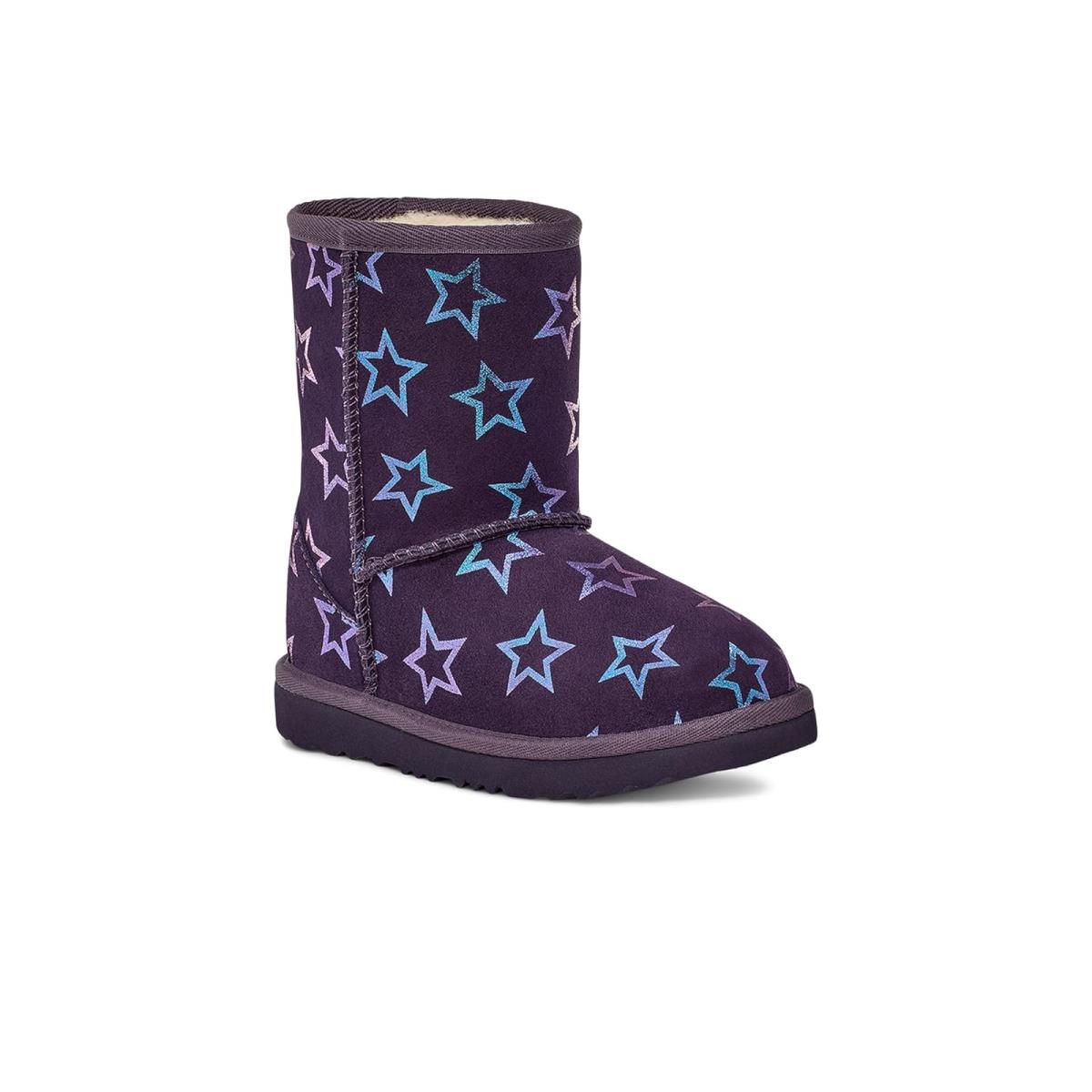 Girl`s Boots Ugg Kids Classic II Iridescent Stars Toddler/little Kid - Dusty Orchid/Pink Iridescent