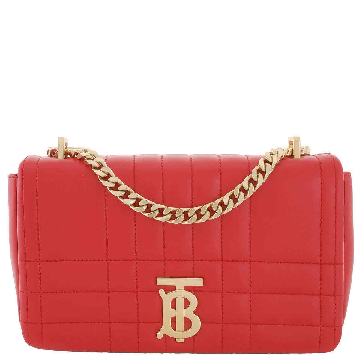Burberry Ladies Bright Red Quilted Leather Small Lola Bag 8059512