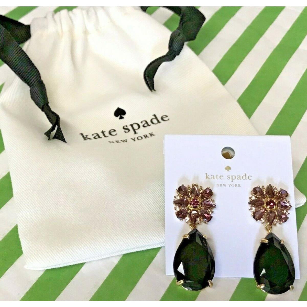 New Kate Spade Trellis Blooms Purple Linear Drop Statement Earrings Pretty Gift