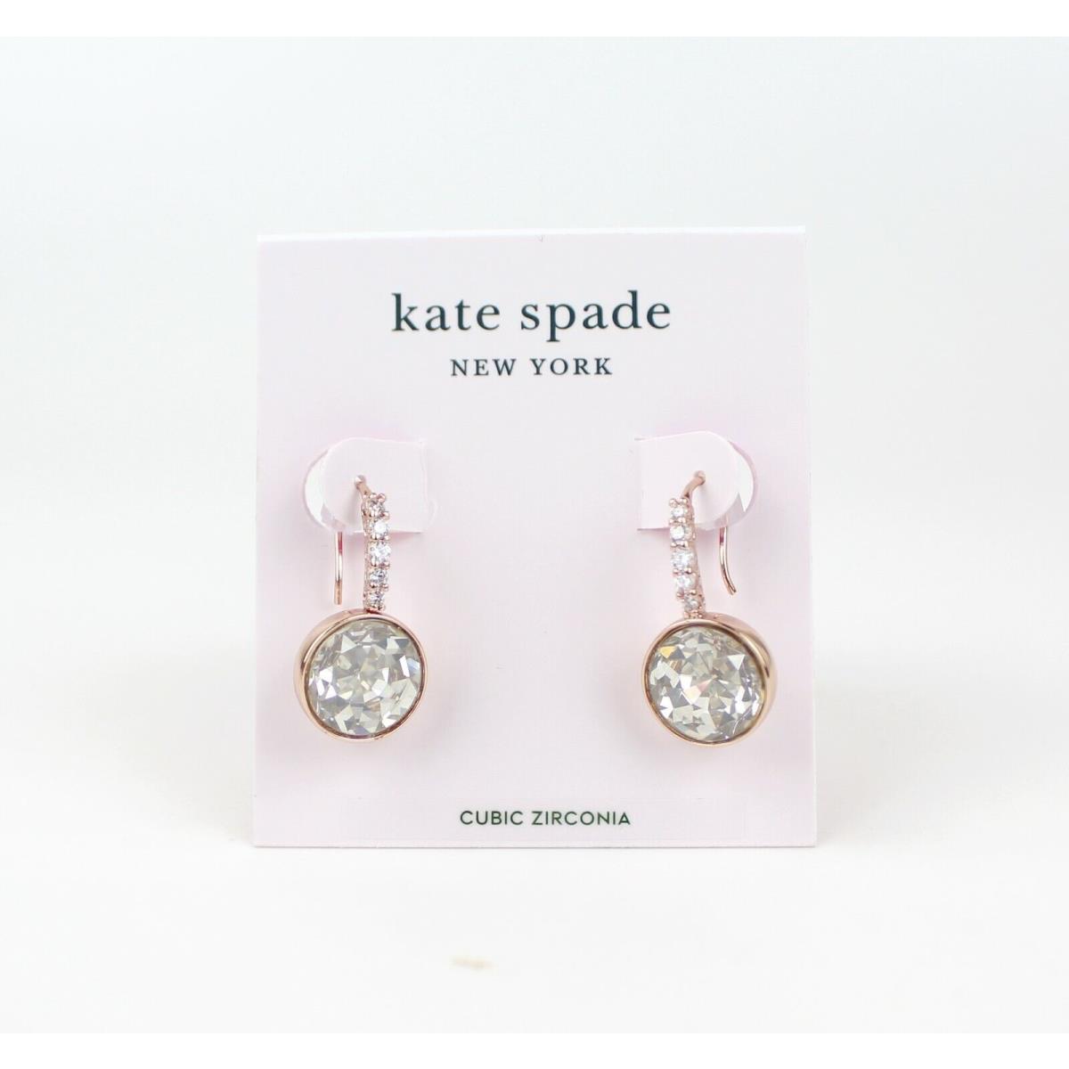 Kate Spade 12k Gold-plated Round Drop Earrings Color: Clear/rose Gold