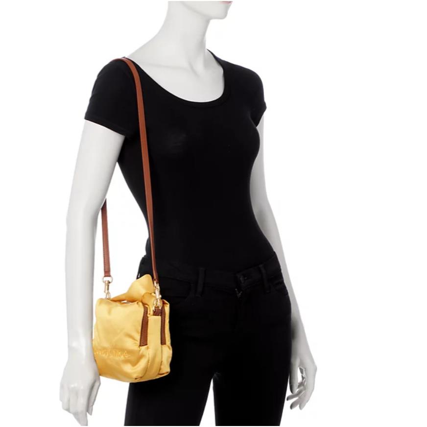See by Chloe Tilly Small Satin Xbody Camera Shoulder Bag Purse Golden Oil