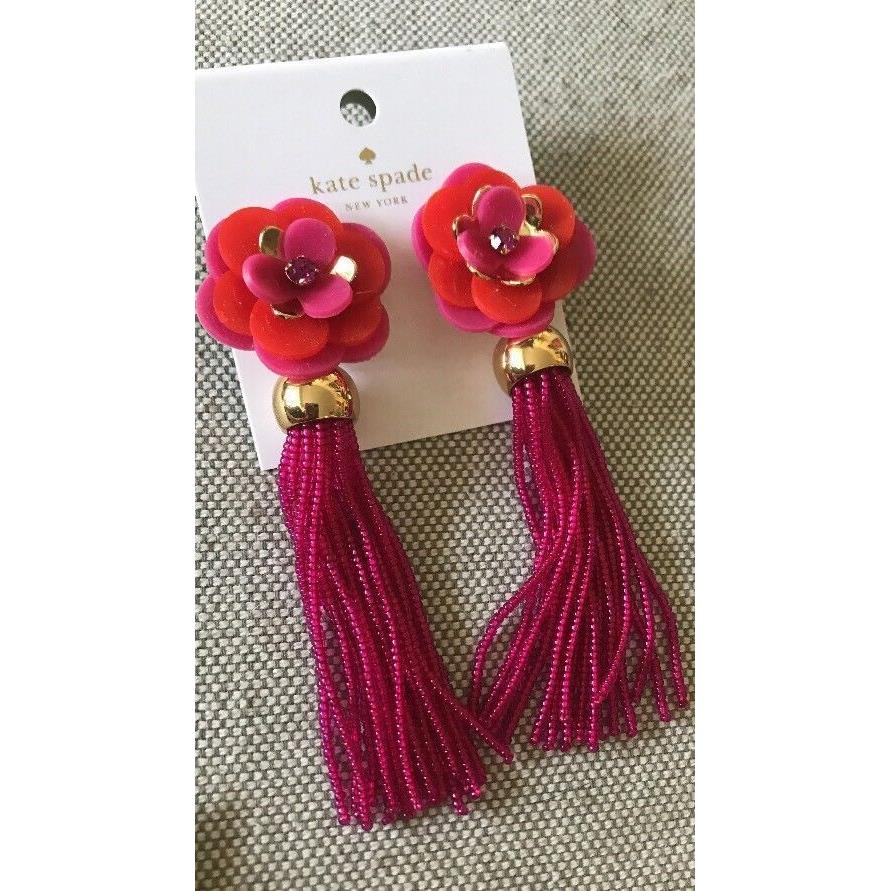 Kate Spade York Rosy Posies Pink Tassel Drop Earrings