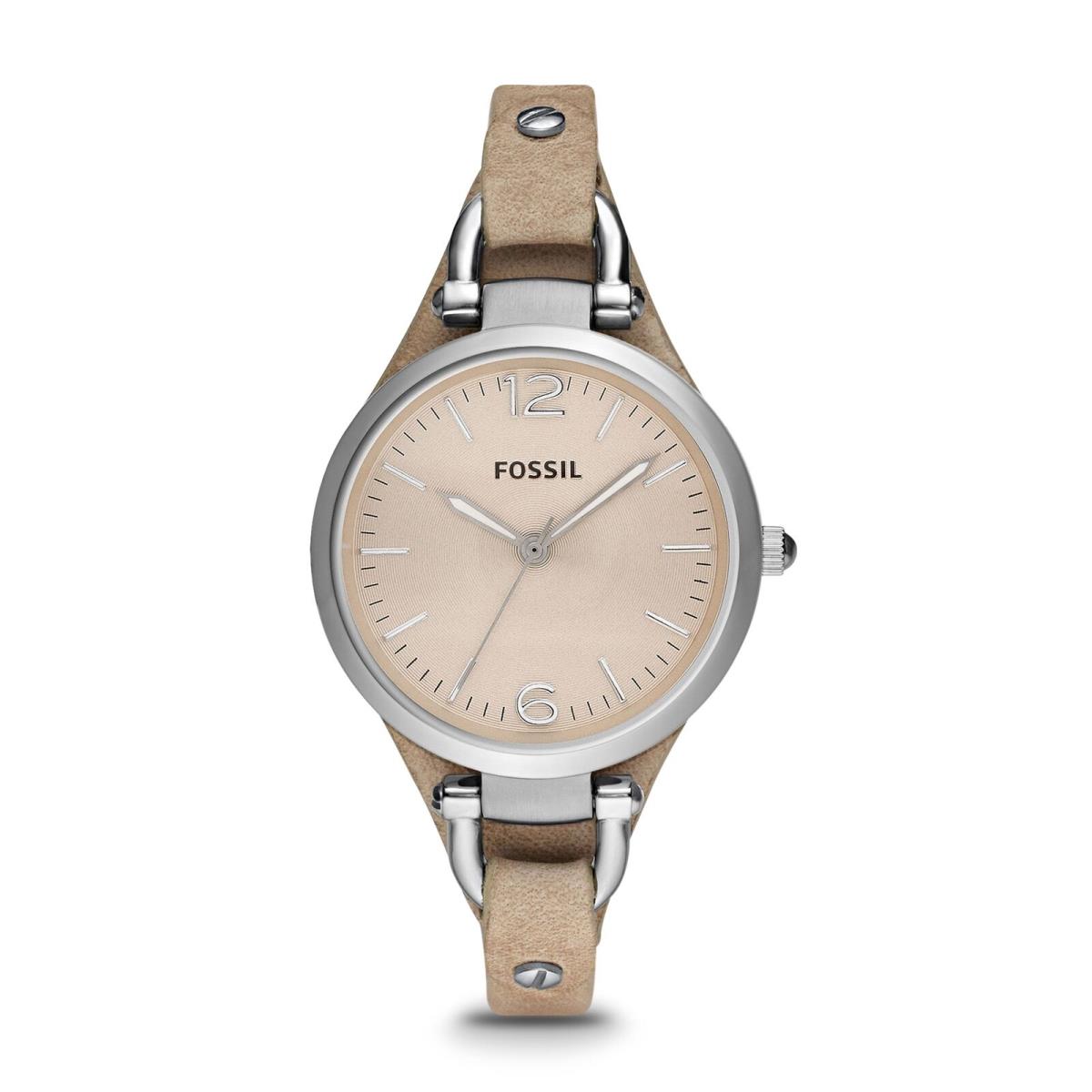 Fossil Women`s Georgia Three-hand Leather Watch Style: ES2830 Gray - Dial: Brown, Band: Brown, Actual: Gray