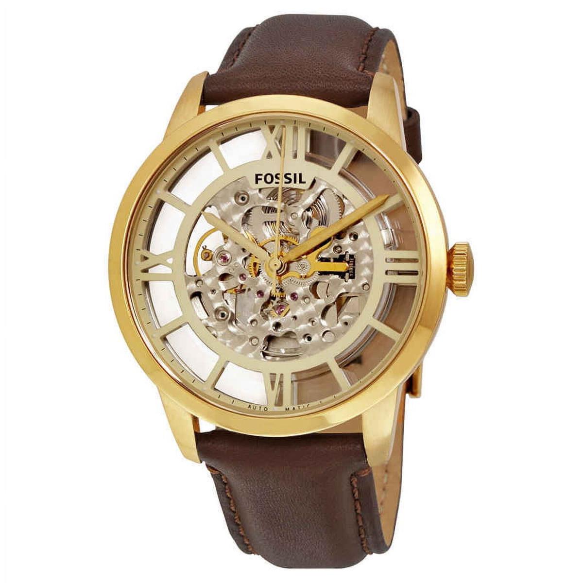 Fossil Men`s Townsman Brown Leather Automatic Self Wind Fashion Watch ME3043 - Band: Brown, Actual: Brown