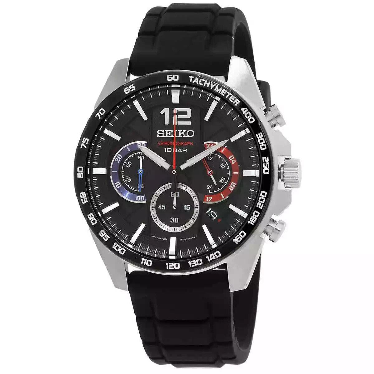 Seiko Men`s Essentials Chronograph Quartz Black Dial Watch - SSB347P1