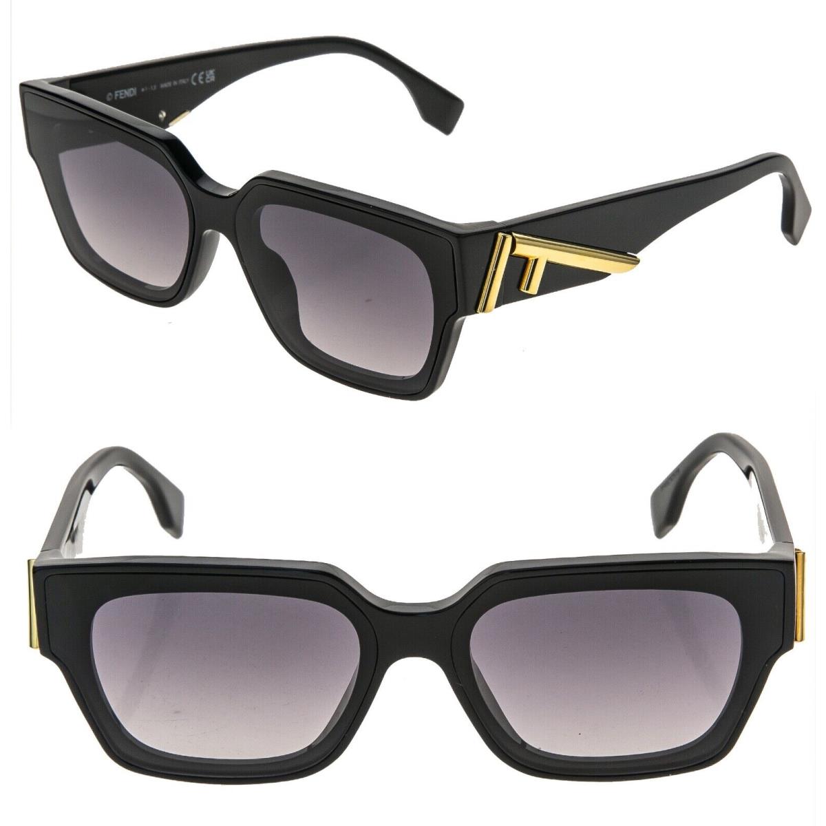 Fendi First 40099 Black Logo Fashion Square Sunglasses FE40099I 01B