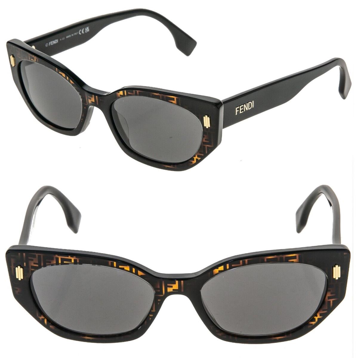 Fendi Roma 40018 Black Brown Print Fashion Sunglasses FE40018I