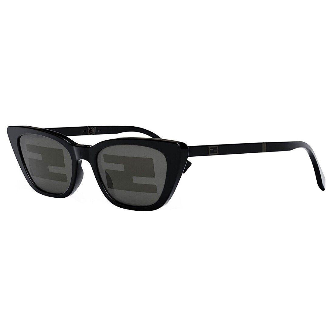 Fendi FE40089I 01C Shiny Black/smoke Mirror Pattern Sunglasses 53mm DA