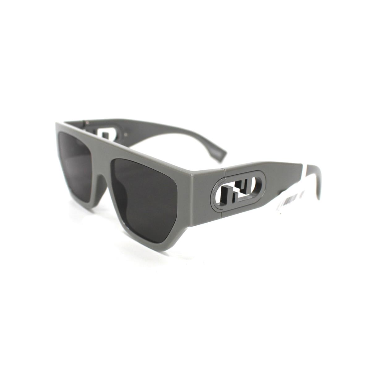 Fendi 54mm O`lock Sunglasses Geometric Grey FF Zucca Logo Frame with Case - Gray, Frame: Gray, Lens: Gray