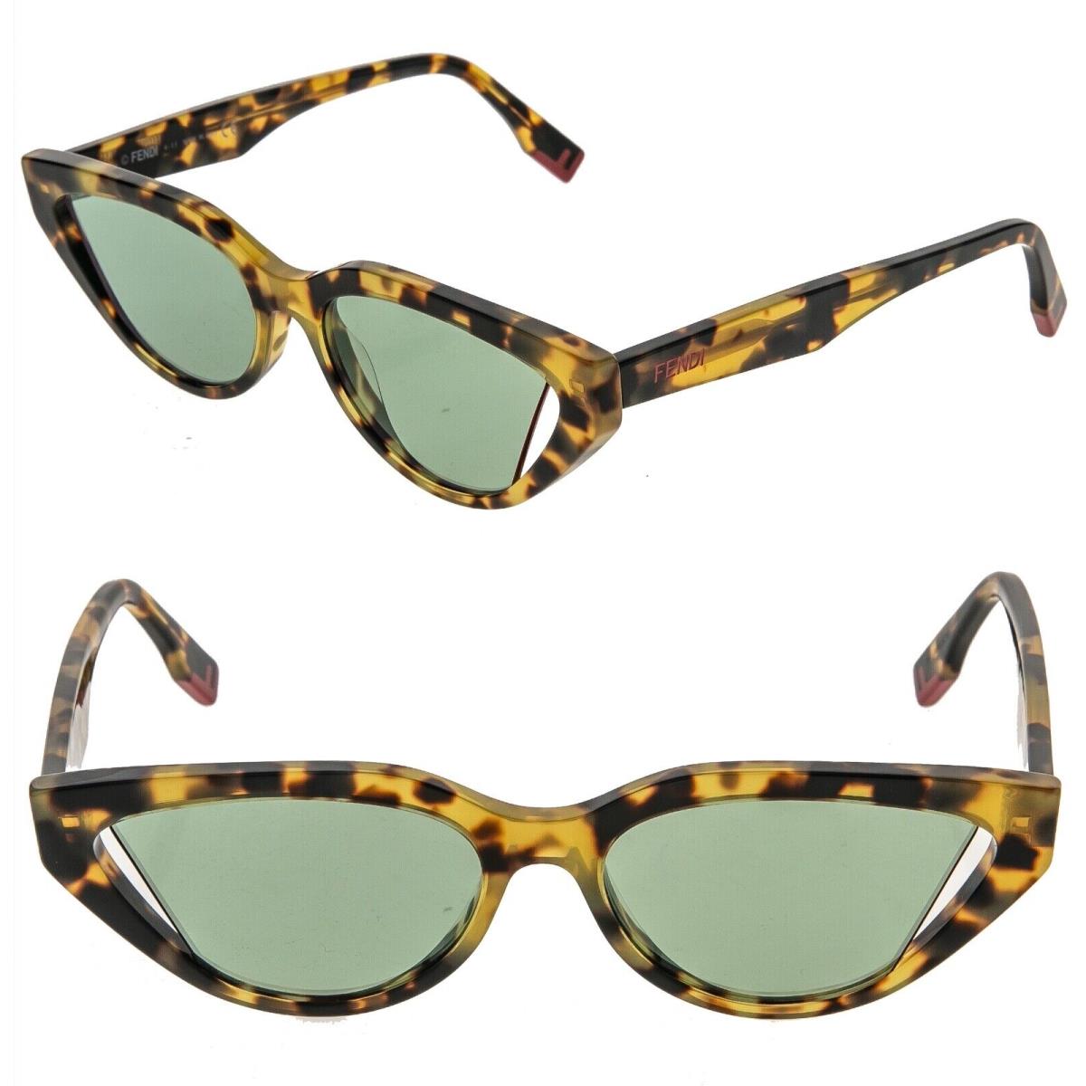 Fendi Way 40009 Havana Brown Green Mirror Fashion Narrow Cat Sunglasses FE40009I