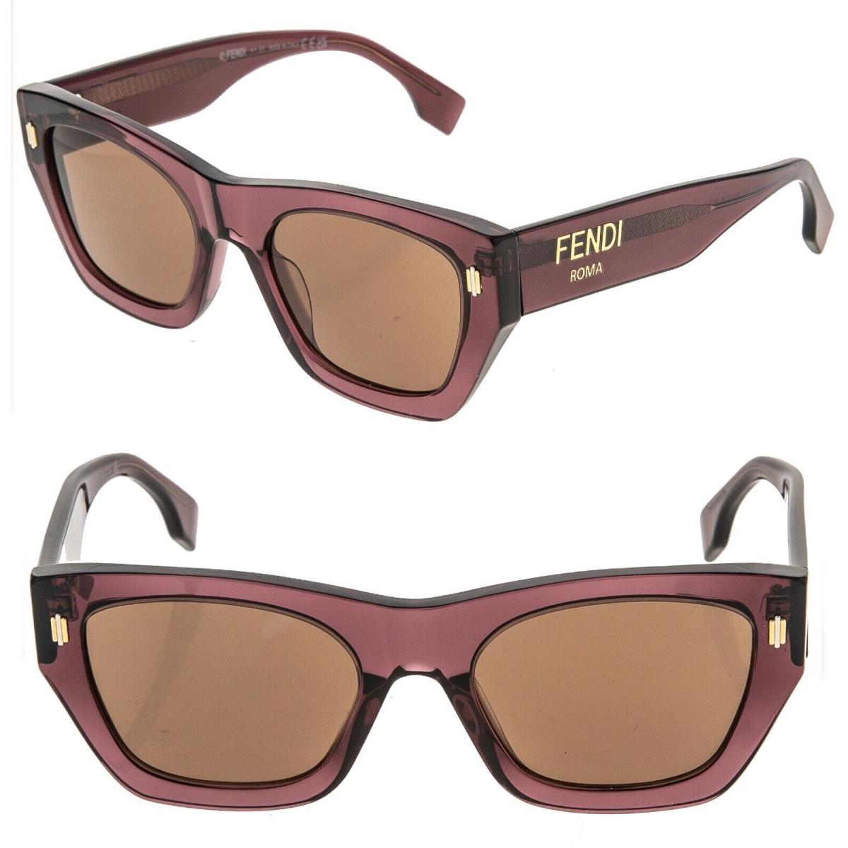 Fendi Roma 40100 Burgundy Brown Logo Fashion Sunglasses FE40100I