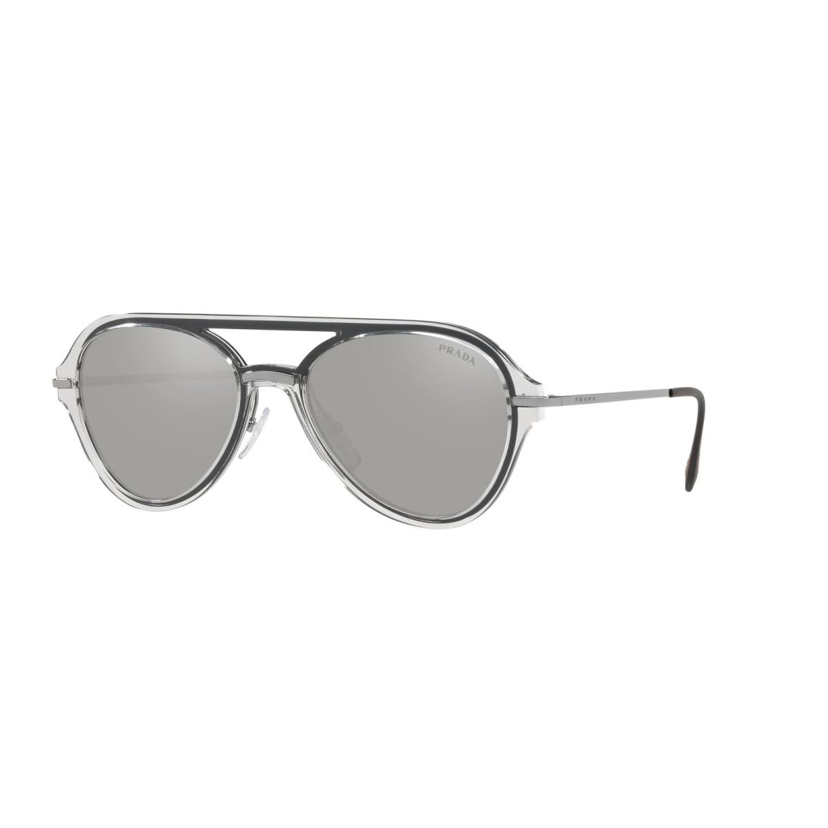 Sport Sunglasses SPS04TS 3QG2B0 57mm Crystal Grey / Silver Mirror Lens by Prada