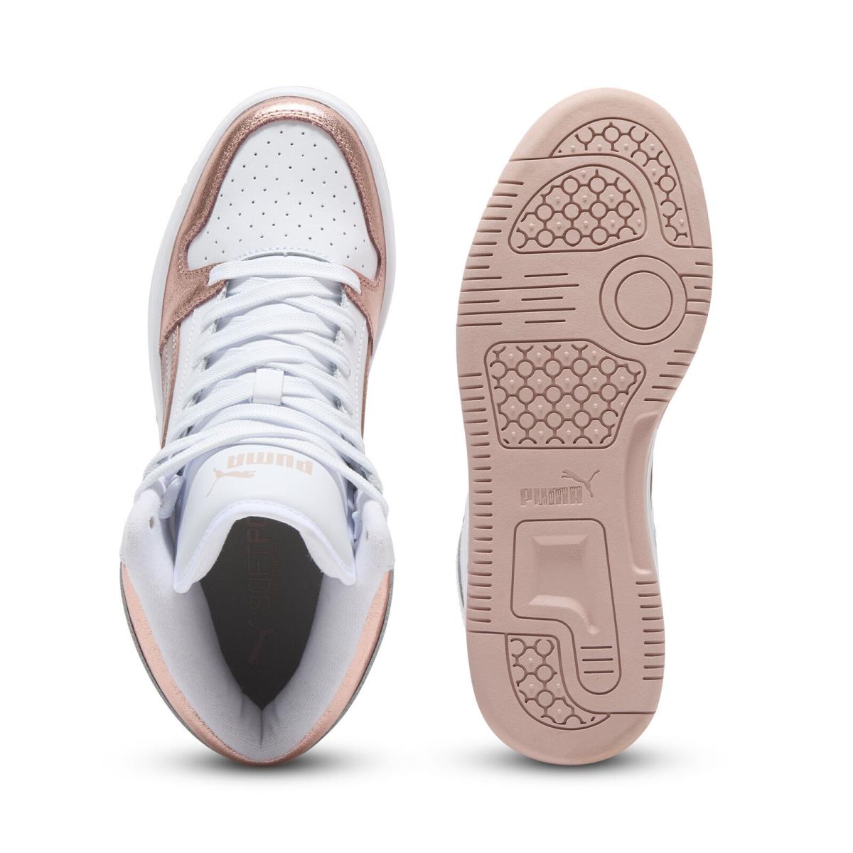 Puma Women`s Rebound Layup Metallic Sneakers - White - White/Rose Gold/Rose Quartz