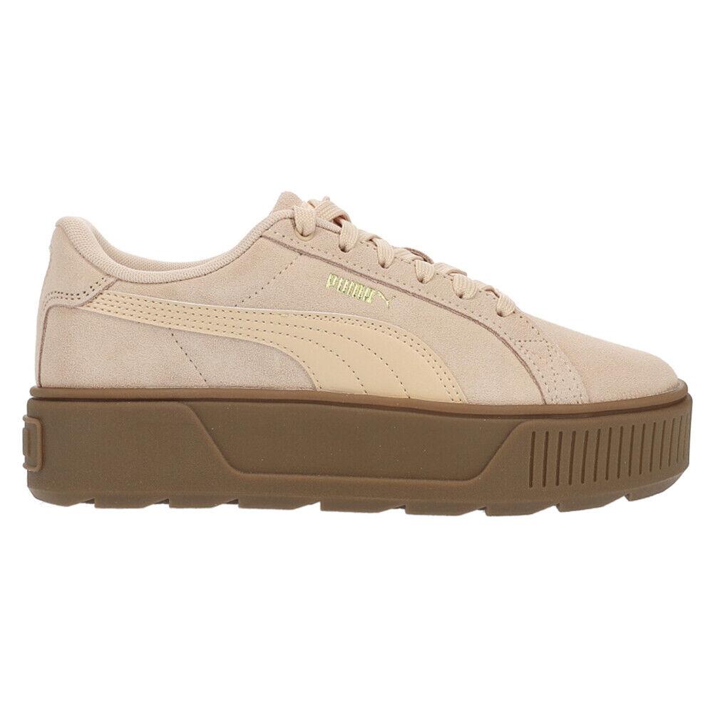 Puma Karmen Logo Platform Lace Up Womens Beige Sneakers Casual Shoes 38461405 - Beige